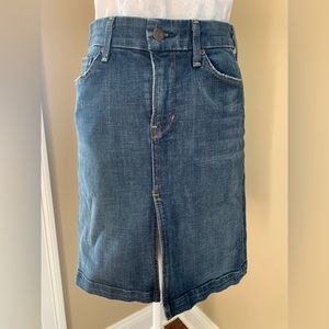 Citizens of Humanity knee length stretch denim skirt with front slit